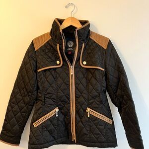 Vince Camuto Black Quilted Jacket with Tan Accents